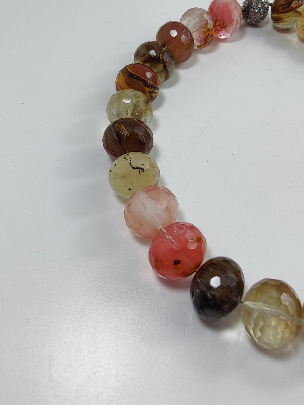 Tiger Cherry Quartz Faceted Statement Necklace Magnetic Rhinestone Clasp Pink - Picture 16 of 17